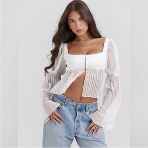 House of CB Lucie Long Sleeve White Corset Top
